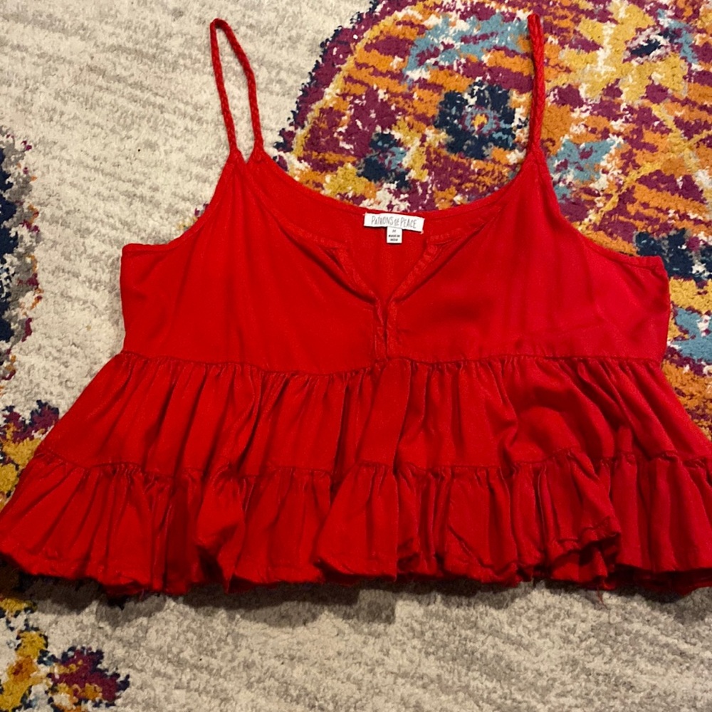 Red fluttery crop top